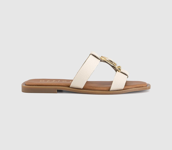 Womens OFFICE Santana Belt Detail Sliders Off White
