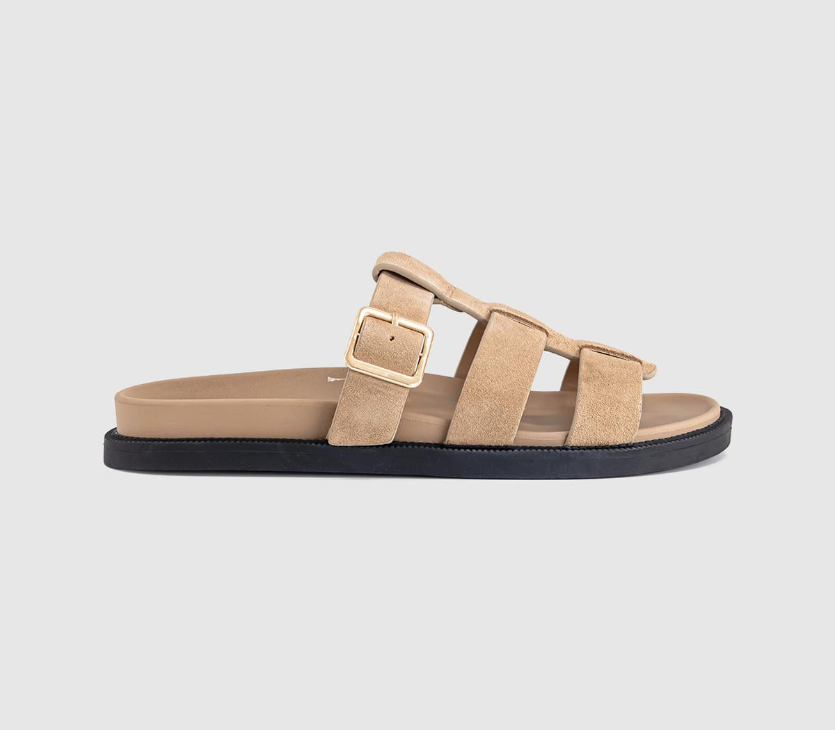 Womens OFFICE Shanty Fisherman Footbed Sliders Taupe