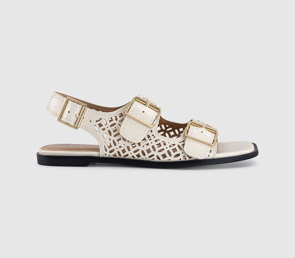 Womens OFFICE Sienna Laser Cut Buckle Detail Sandals Off White