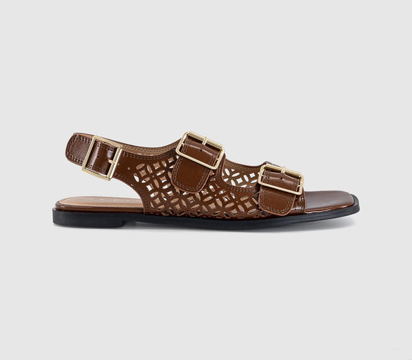 Womens OFFICE Sienna Laser Cut Buckle Detail Sandals Tan