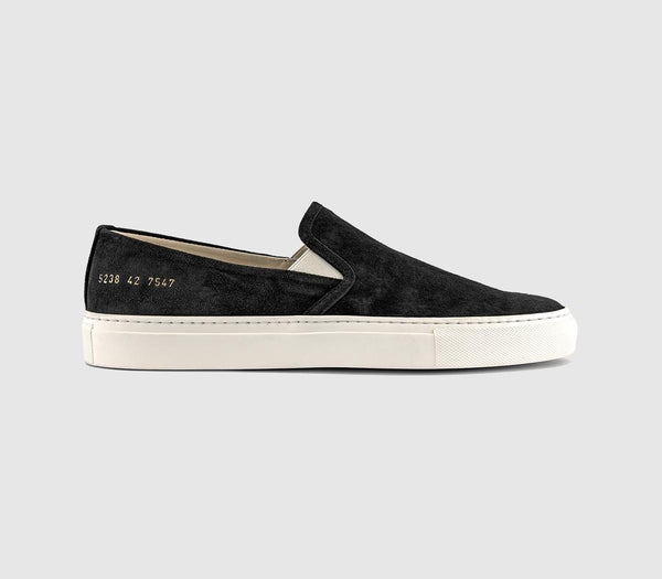 Mens Common Projects Minimal Slip On Low Shoes Black Suede