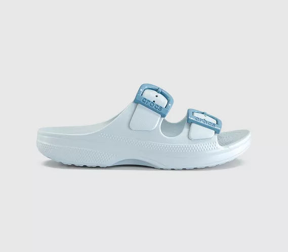 Womens Crocs Saturday Two Strap Sandals Vapour Ice Enamel Buckle