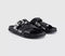 Womens OFFICE Stella Cross Strap Buckle Detail Footbed Sliders Black