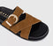 Womens OFFICE Stella Cross Strap Buckle Detail Footbed Sliders Tan Suede
