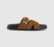 Womens OFFICE Stella Cross Strap Buckle Detail Footbed Sliders Tan Suede