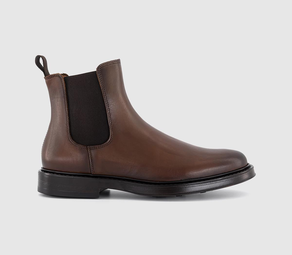 Mens Poste Pedro Smart Chelsea Boots Brown Leather