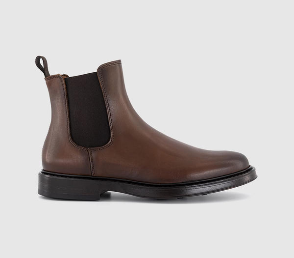 Mens Poste Pedro Smart Chelsea Boots Brown Leather