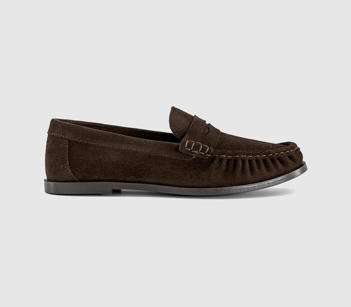 Womens OFFICE Fury Ruched Loafers Brown Suede