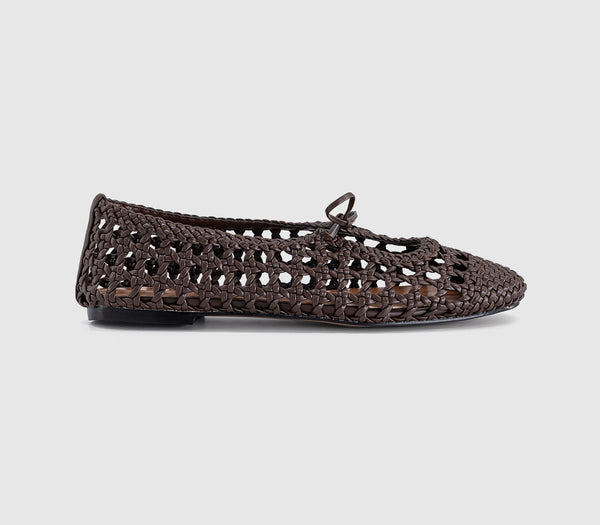 Womens OFFICE Fiore Woven Tie Up Ballerina Flats Brown