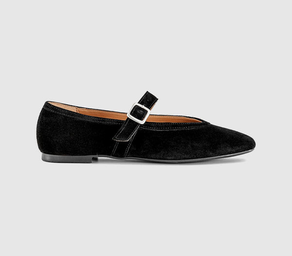 Womens OFFICE Flavour Suede Mary Jane Ballet Pumps Black Suede