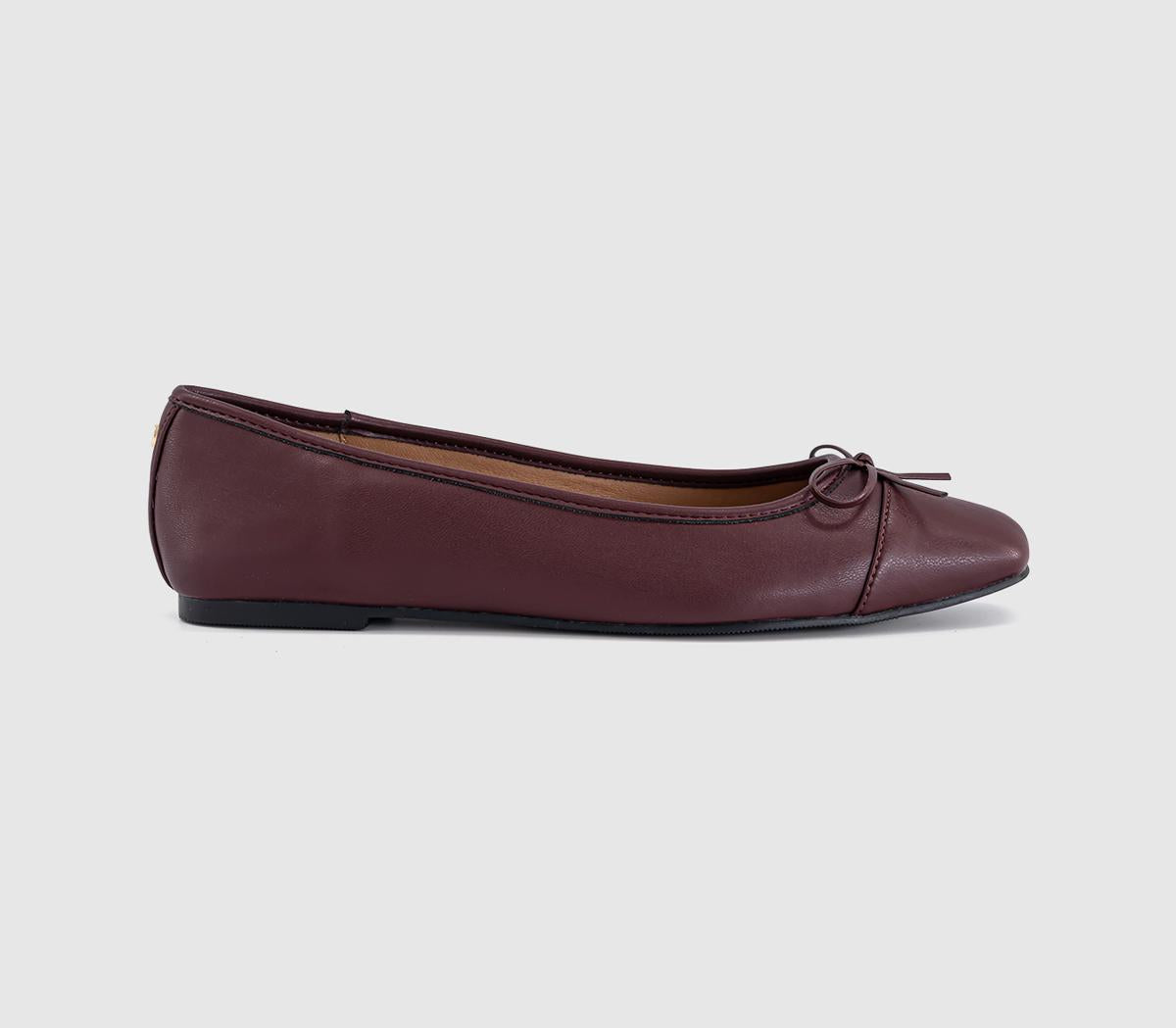 Womens OFFICE Fan Girl Square Toe Bow Ballet Pumps Burgundy