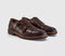 Mens OFFICE Marwood Stitched Detail Double Monk Shoes Brown Leather