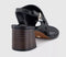 Womens OFFICE Montreal Toe Post Stacked Heel Sandals Black Leather