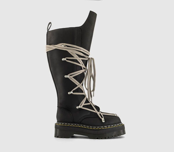 Womens Rick Owens 1B60 Quad Sole Pentalace Boots Black