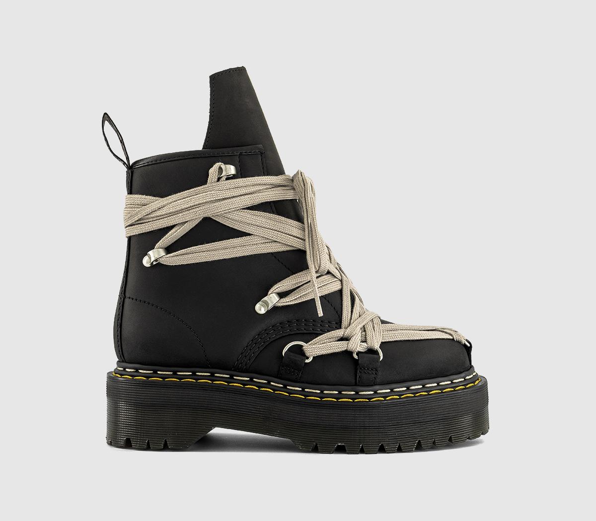 Mens Rick Owens 1460 Quad Sole Megalace® Boots Black