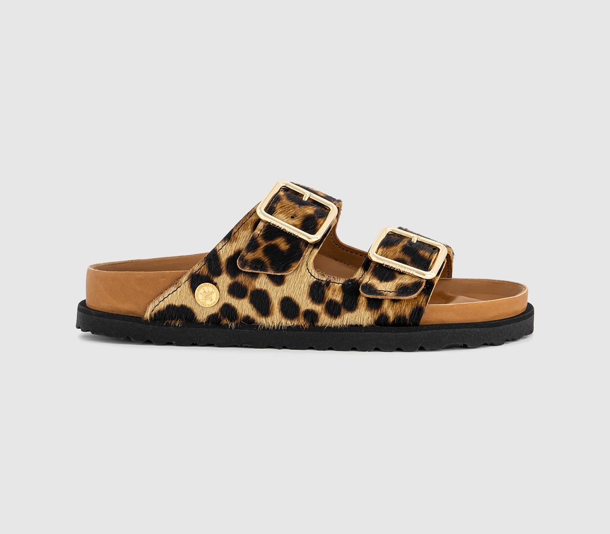 Womens 1774 BIRKENSTOCK Arizona Pony Like Fur Sandals Leopard