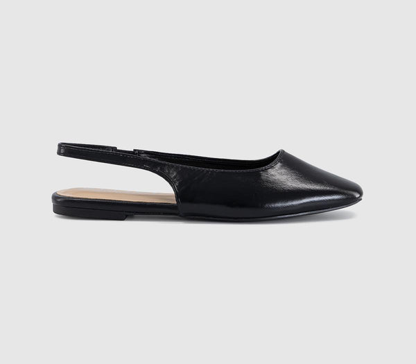 Womens OFFICE Fame Square Toe Slingback Flats Black