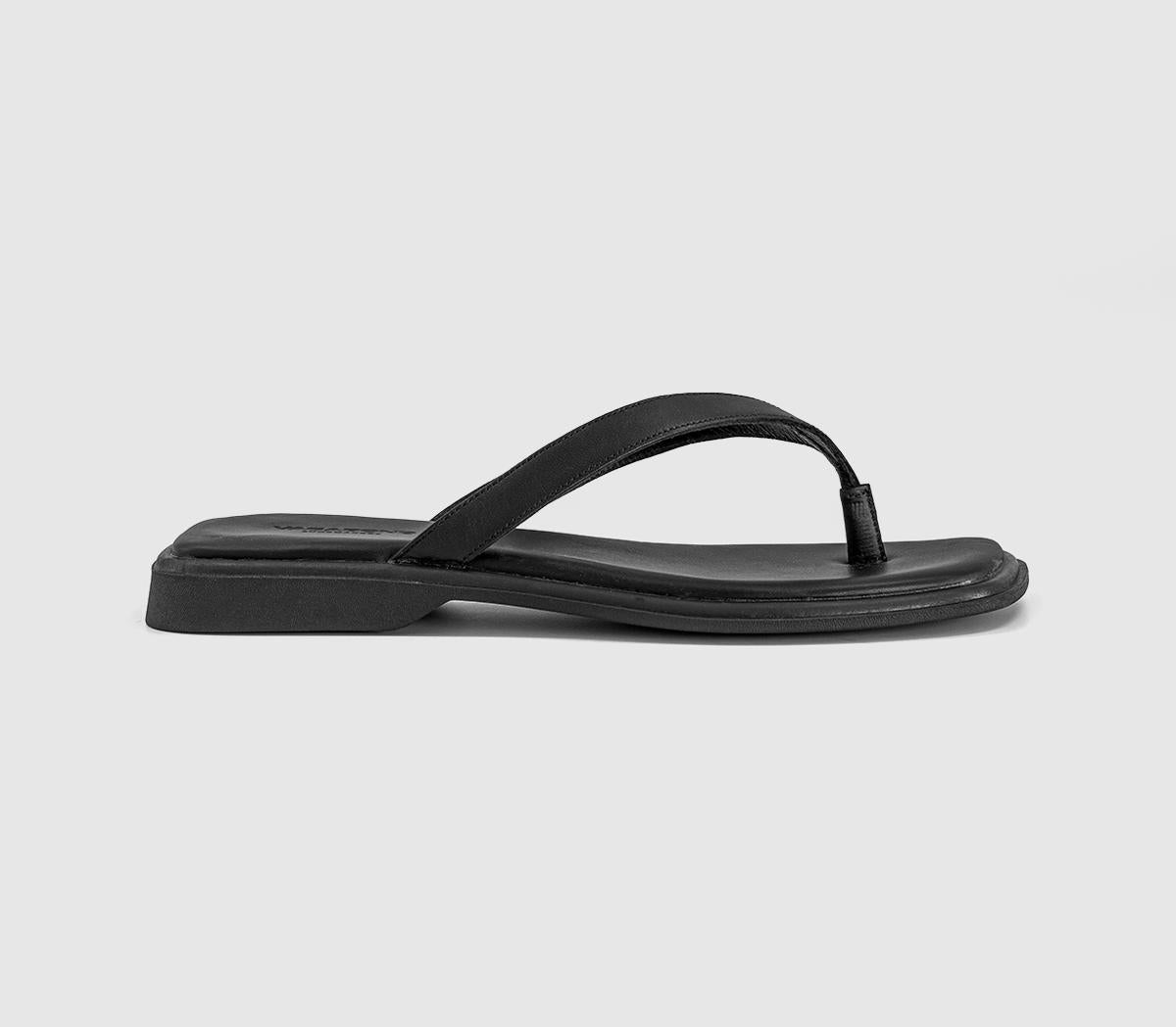 Womens Vagabond Shoemakers Izzy Toe Thong Sandals Black Leather