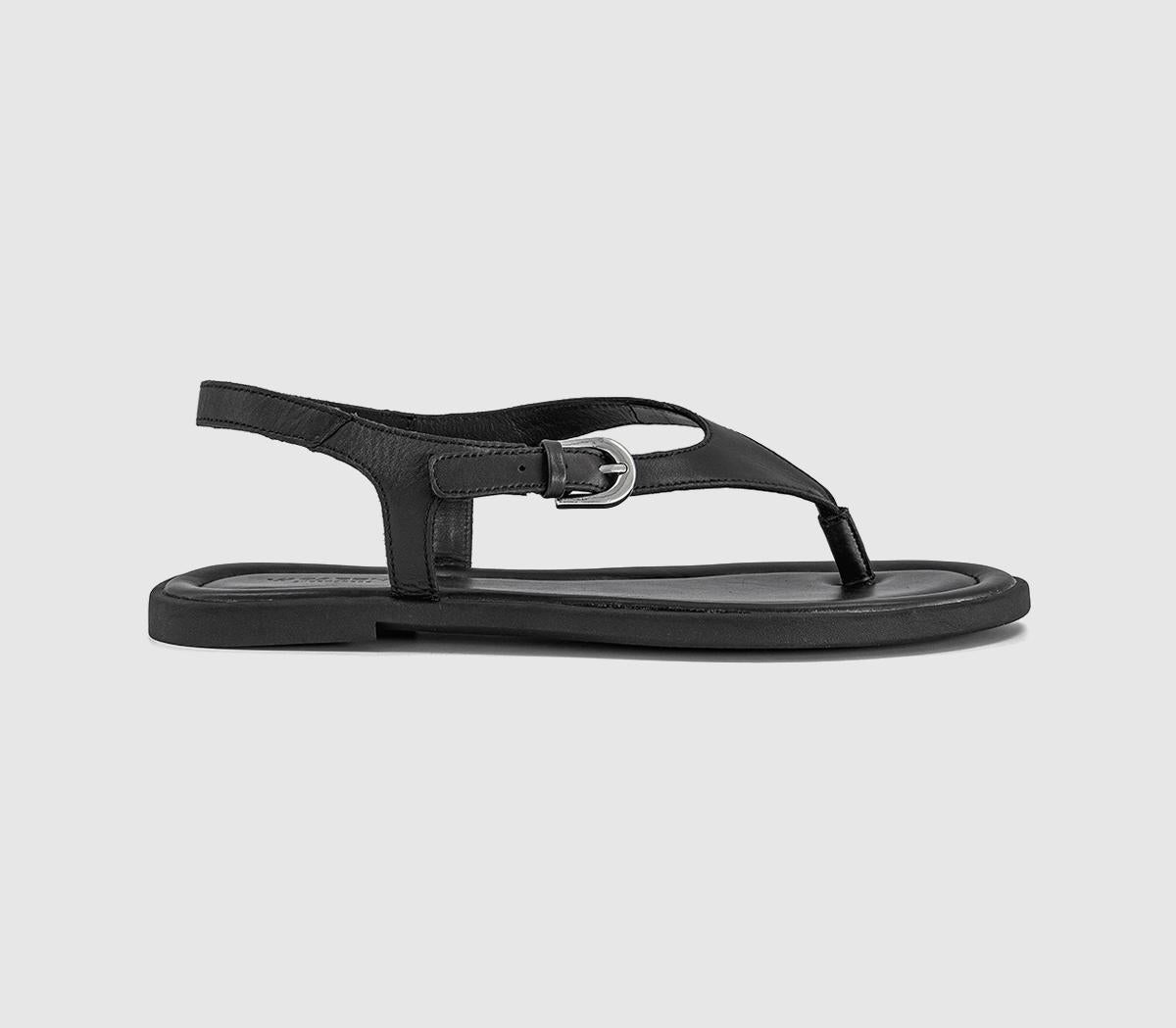 Womens Vagabond Shoemakers Zaida Toe Thong Sandals Black Leather