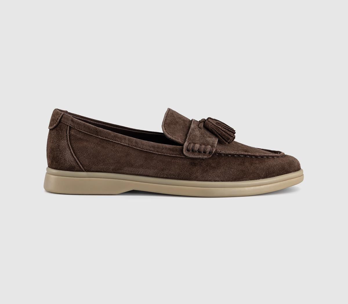 Womens OFFICE Fay Suede Tassel Loafer Brown Suede
