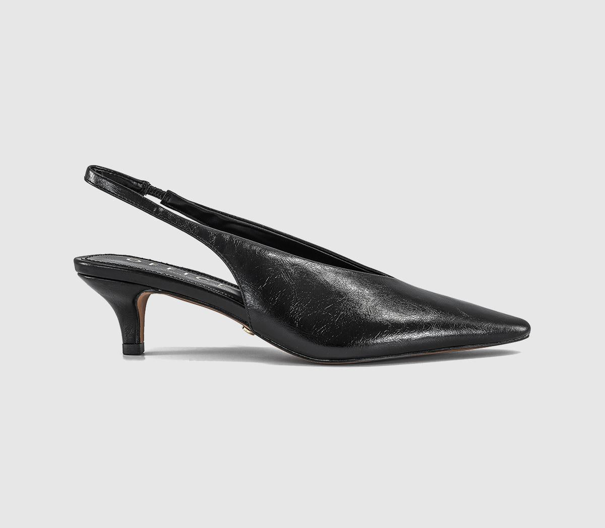 Womens OFFICE Monique High Vamp Slingback Kitten Heels Court Black