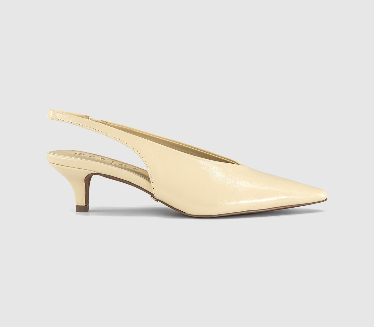 Womens OFFICE Monique High Vamp Slingback Kitten Heels Court Butter Yellow