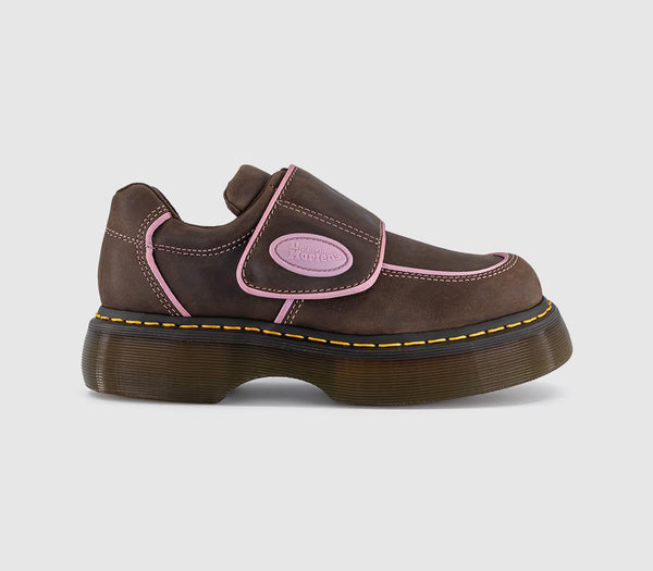 Womens Dr. Martens Buzz Strap Shoes Dark Brown Wyoming