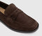 Womens OFFICE Forerro Square Toe Penny Loafers Brown Suede