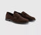 Womens OFFICE Forerro Square Toe Penny Loafers Brown Suede