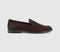 Womens OFFICE Forerro Square Toe Penny Loafers Brown Suede