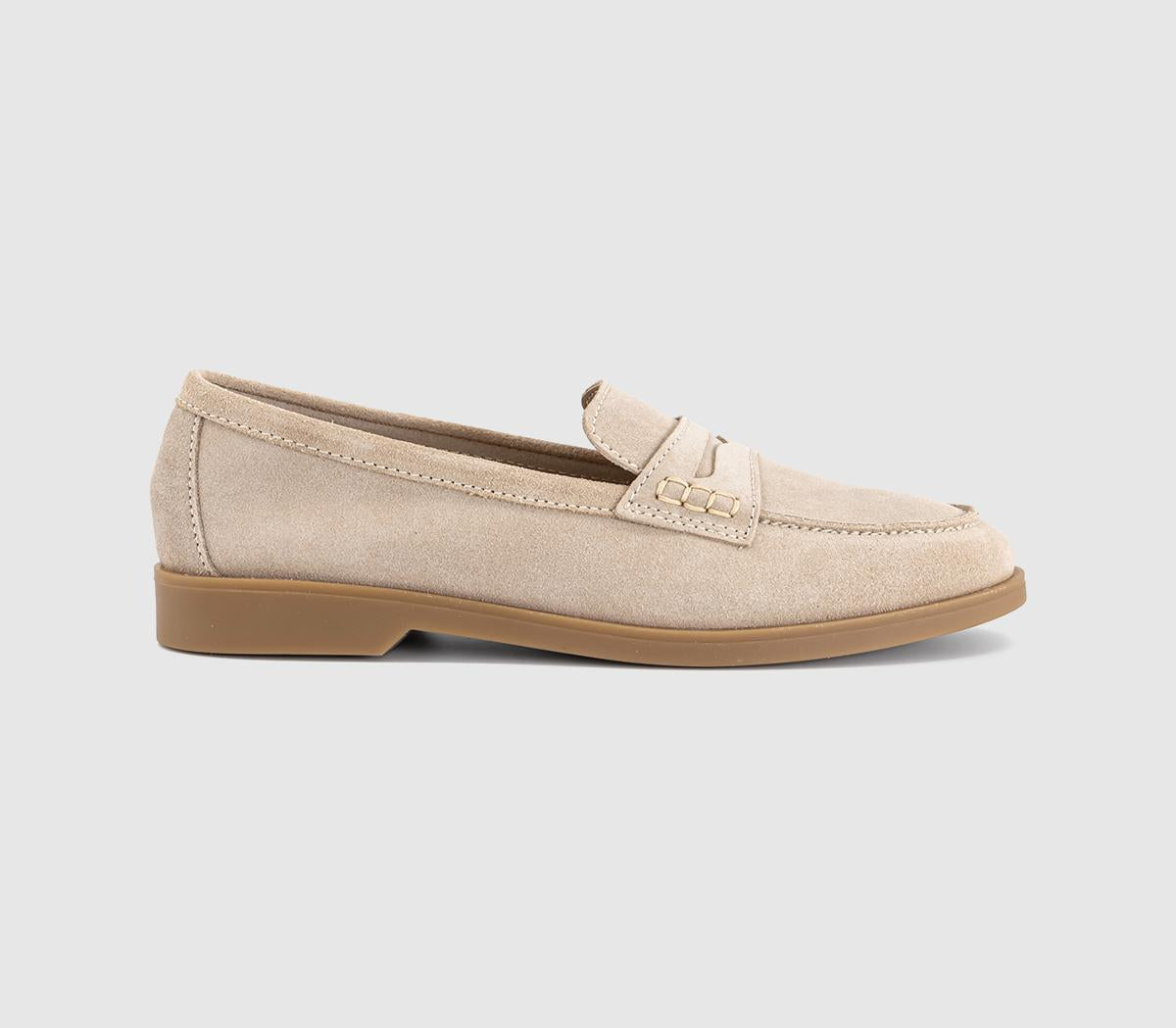 Womens OFFICE Finesse Gum Sole Penny Loafers Taupe Suede