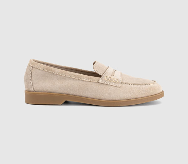 Womens OFFICE Finesse Gum Sole Penny Loafers Taupe Suede