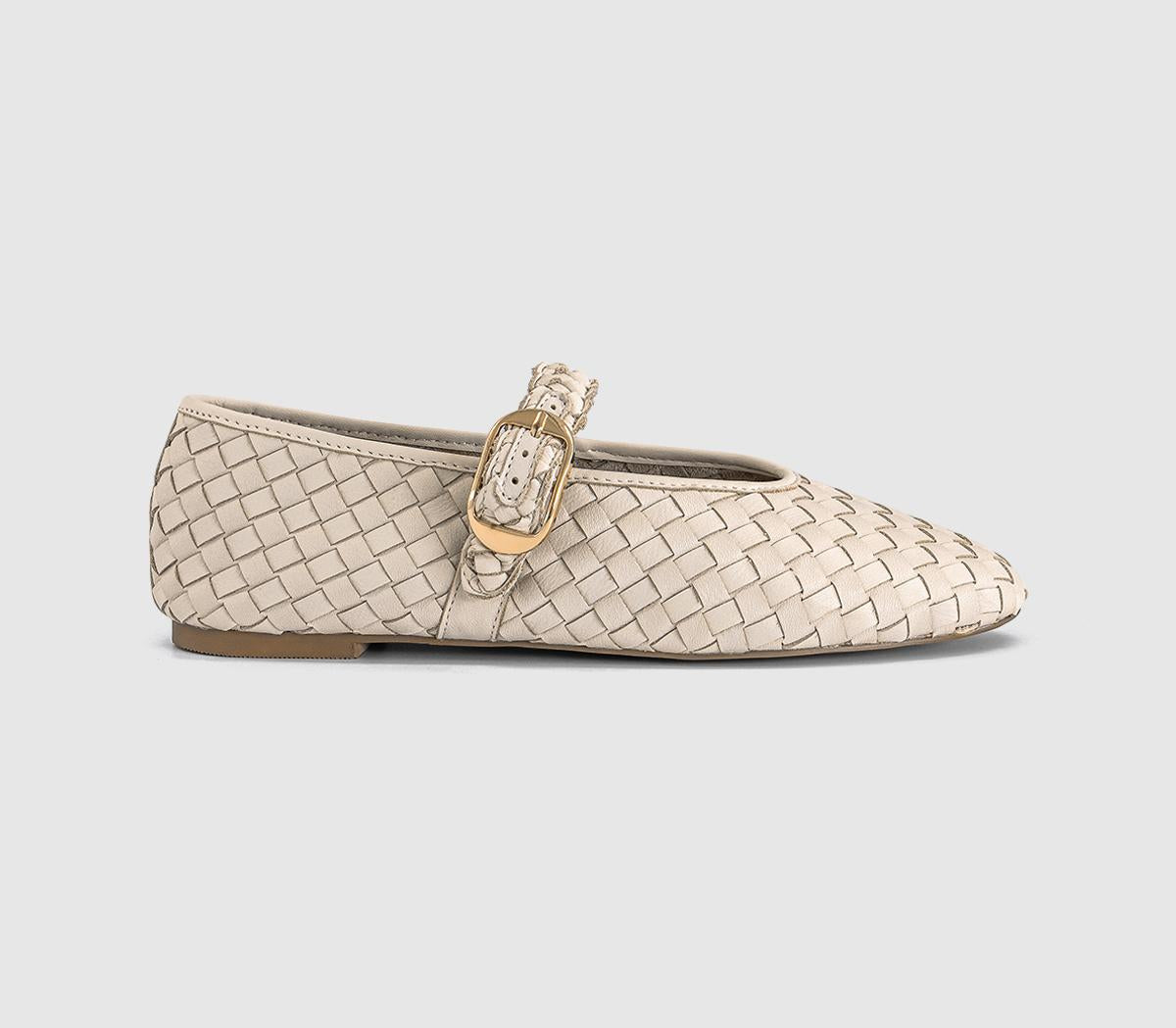 Womens OFFICE Fauna Leather Weave Mary Janes White Leather