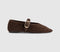 Womens OFFICE Fauna Leather Weave Mary Janes Brown Suede