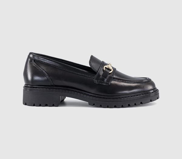 Womens OFFICE Fenna Chunky Cleated Snaffle Loafer Black Leather