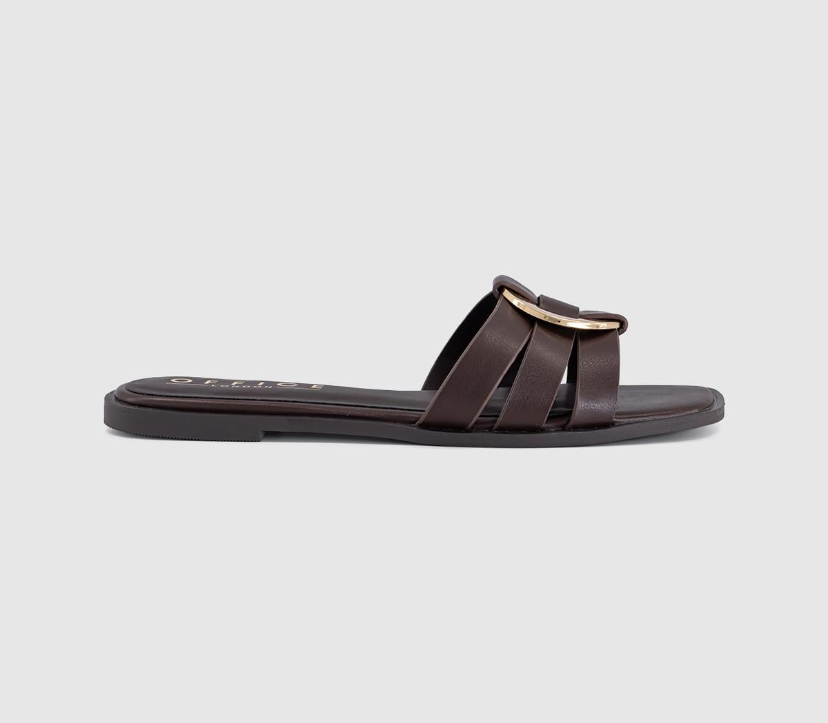 Womens OFFICE Stirling Ring Detail Sliders Brown