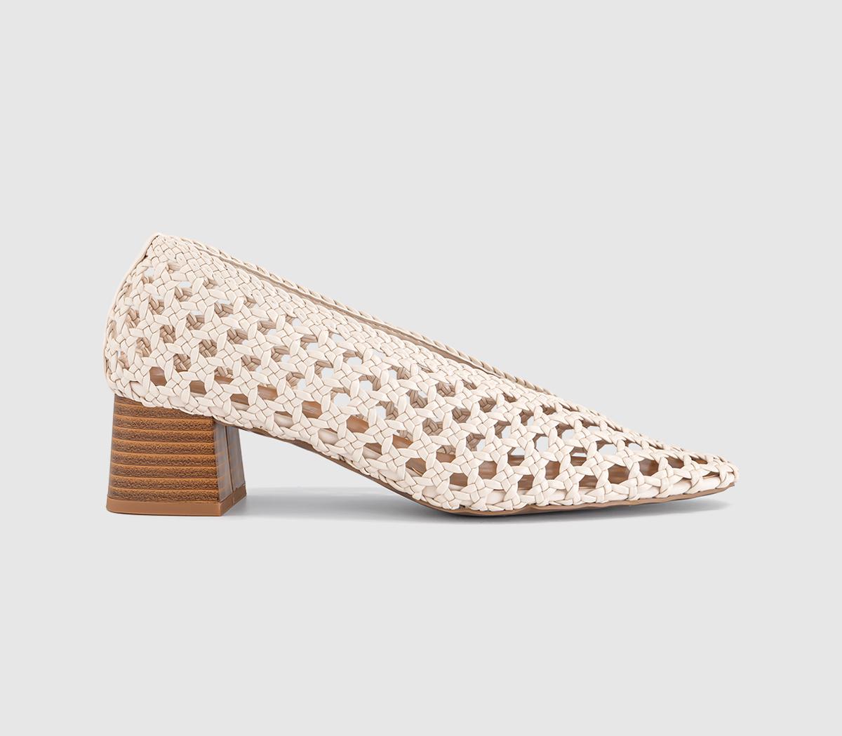 Womens OFFICE Matisse Basket Weave Stack Heels Court Cream