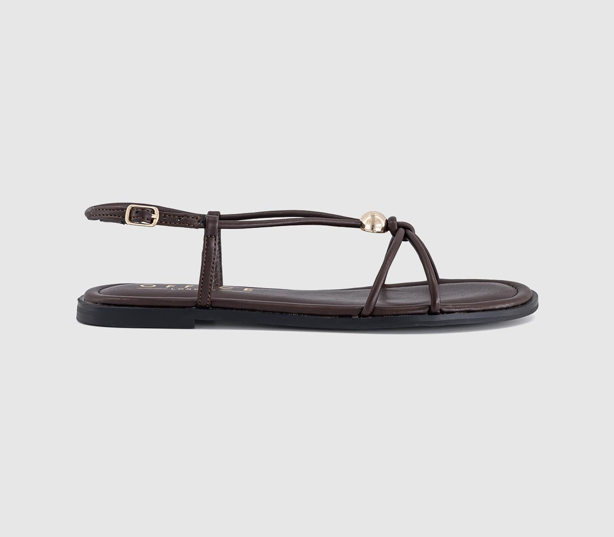 Womens OFFICE Sammie Hardware Flat Sandals Brown