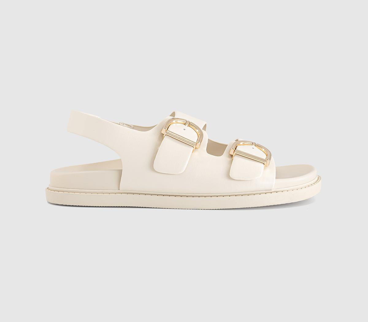 Womens OFFICE Sophie Double Buckle Strap Slingback Footbed Sandals White