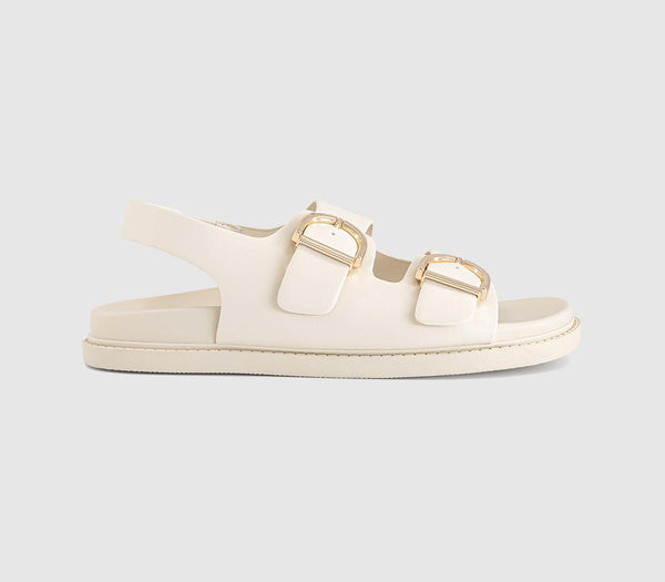 Womens OFFICE Sophie Double Buckle Strap Slingback Footbed Sandals White