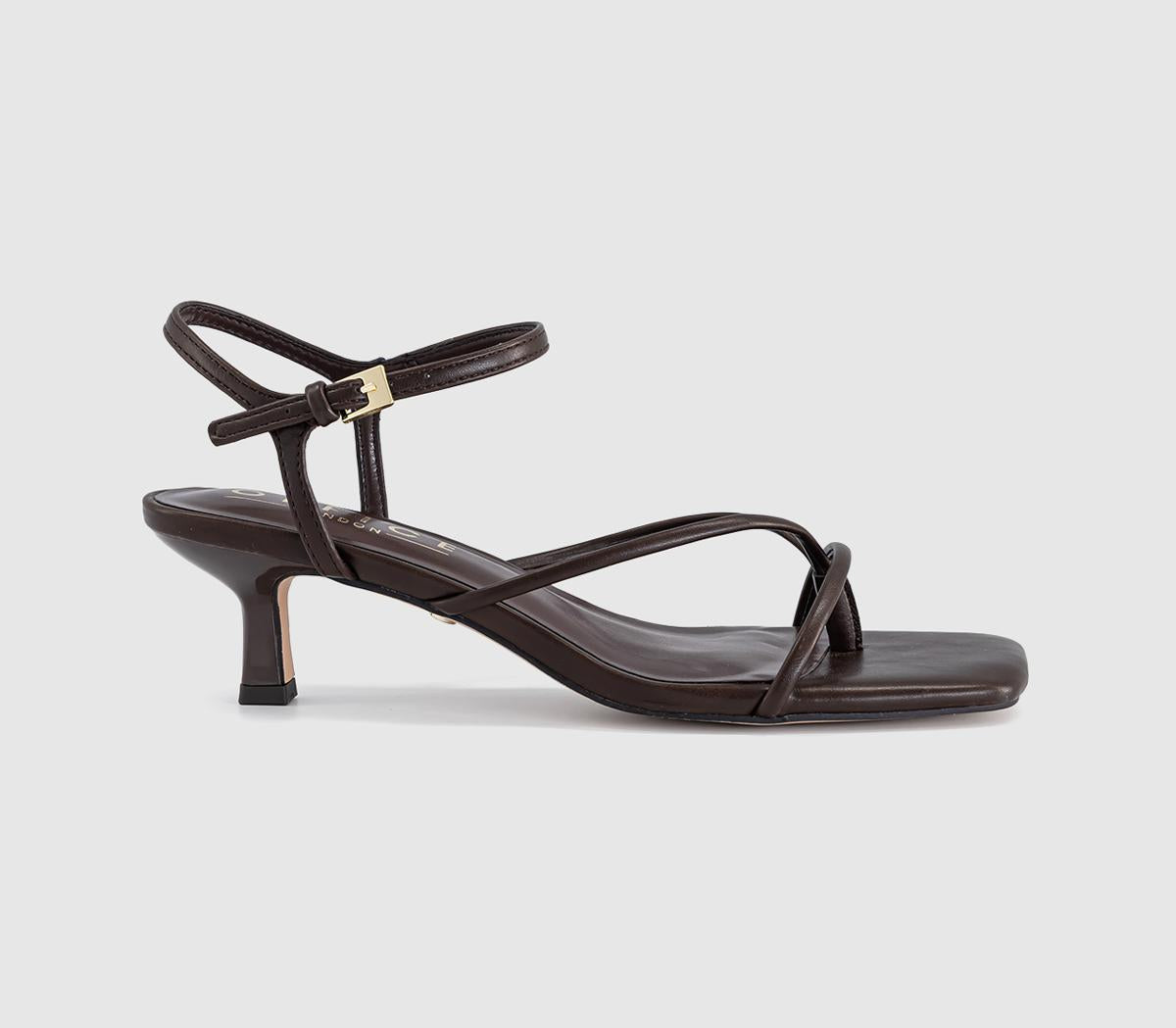 Womens OFFICE Miquita Toe Post Strappy Heeled Sandals Brown