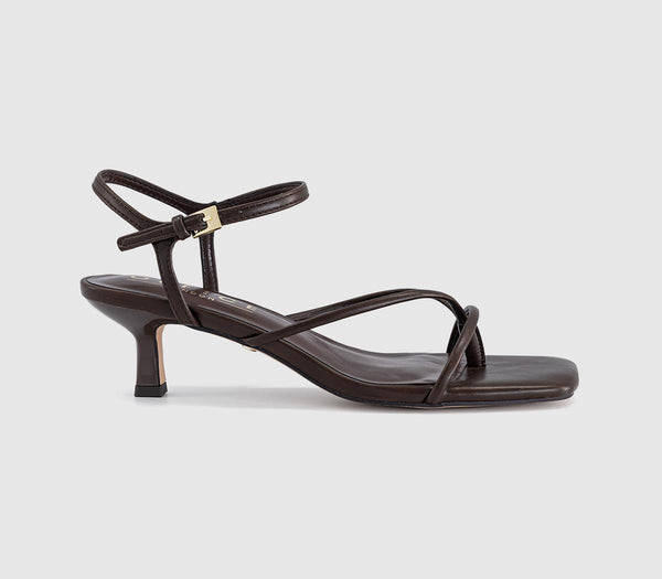 Womens OFFICE Miquita Toe Post Strappy Heeled Sandals Brown