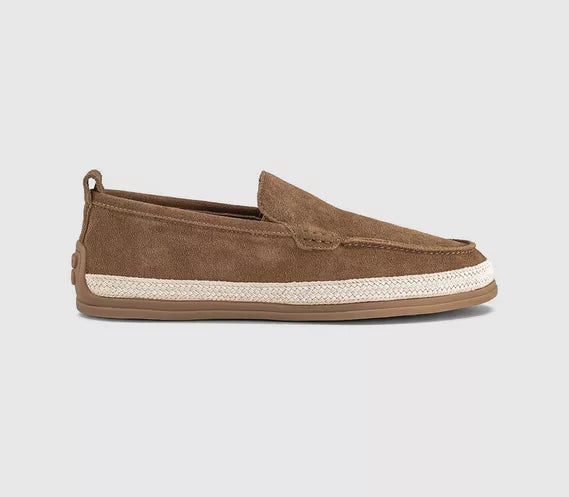 Mens OFFICE Capri Slip On Espadrille Shoes Tan Suede