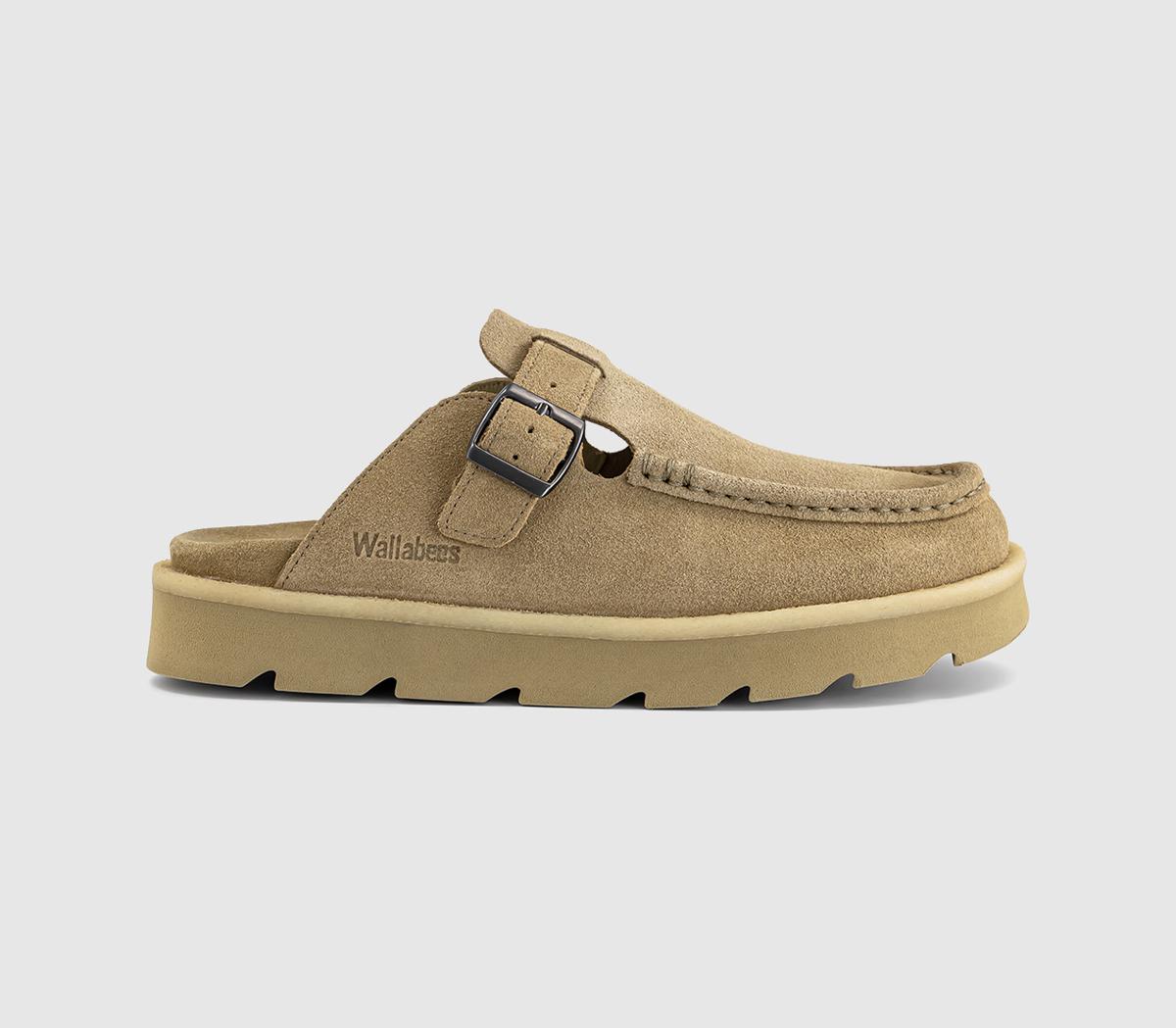 Mens Clarks Originals Meare Moc Mules Dark Sand Suede
