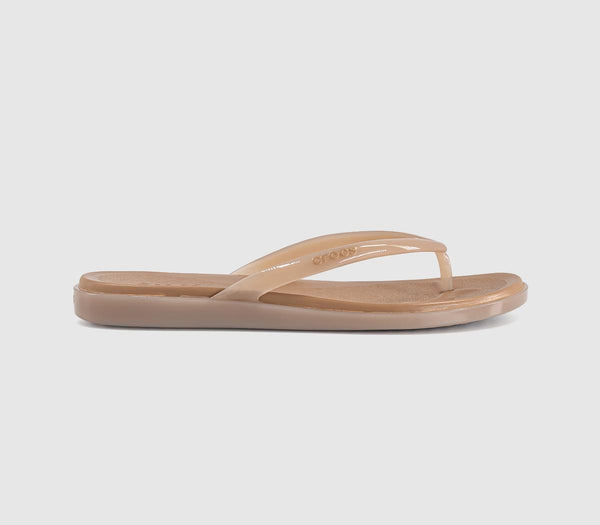 Womens Crocs Miami Round Toe Flip Flops Milk Chocolate Jelly