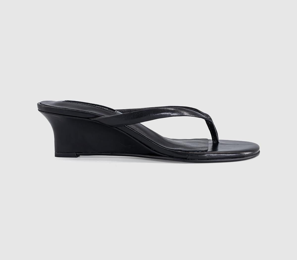 Womens Tony Bianco Edgy Toe Post Wedge Heels Black Vintage