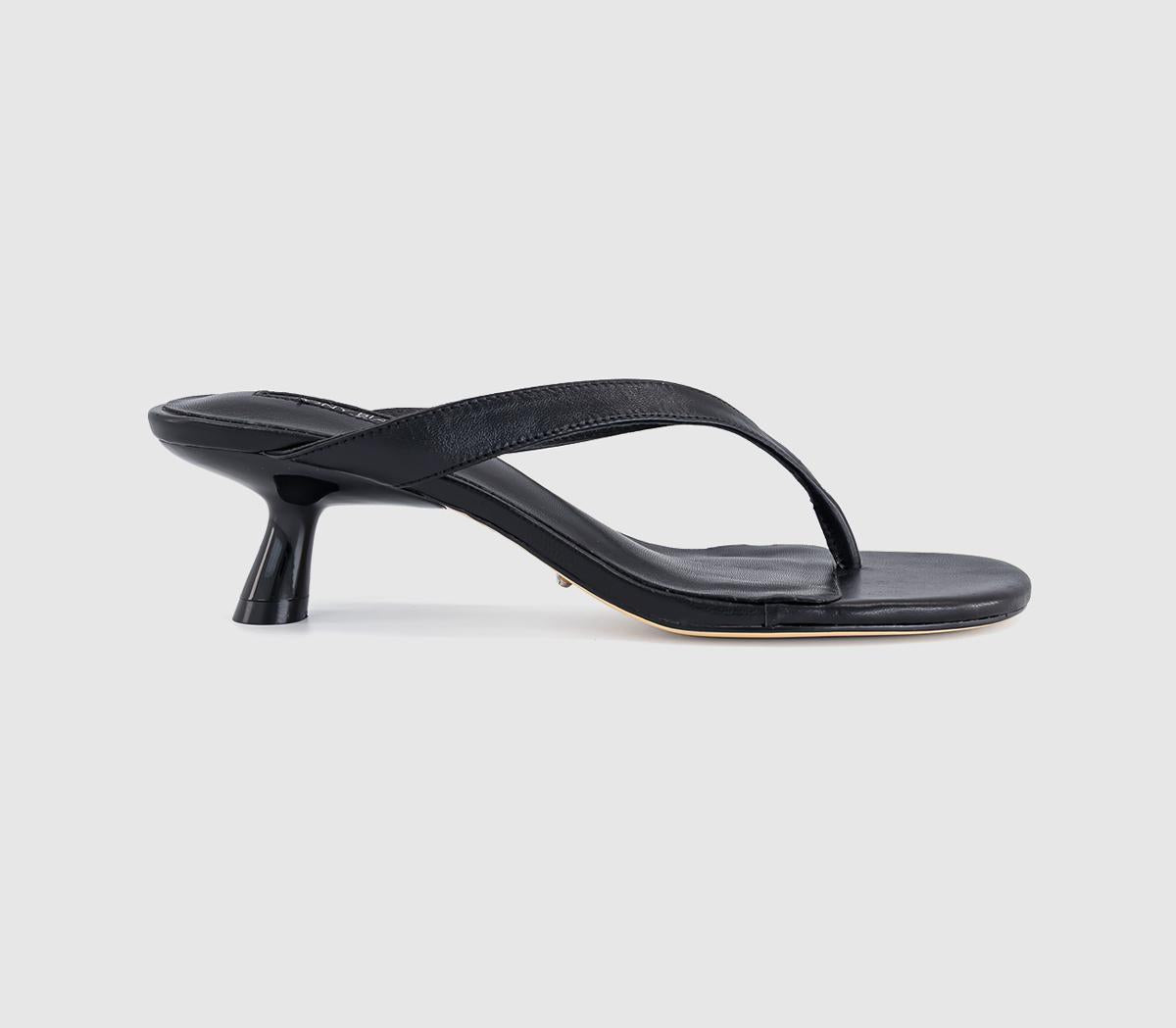 Womens Tony Bianco Krista Toe Post Kitten Heeled Sandals Black Leather