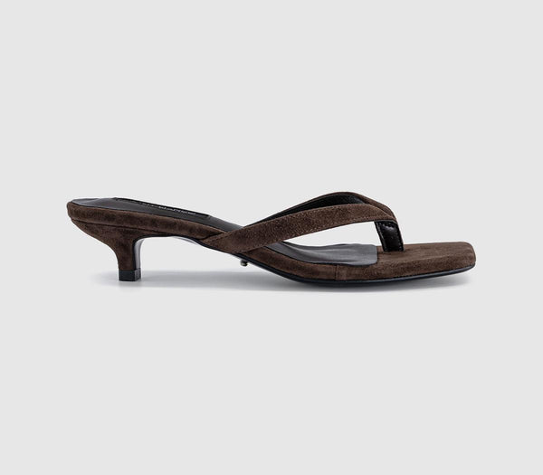 Womens Tony Bianco Annie Toe Post Kitten Heels Espresso Suede