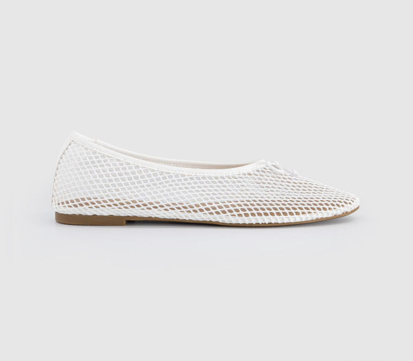 Womens OFFICE Fling String Mesh Ballet Flats White
