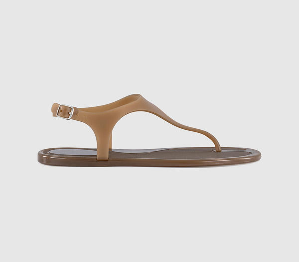 Womens OFFICE Shake Toe Post Jelly Sandals Brown